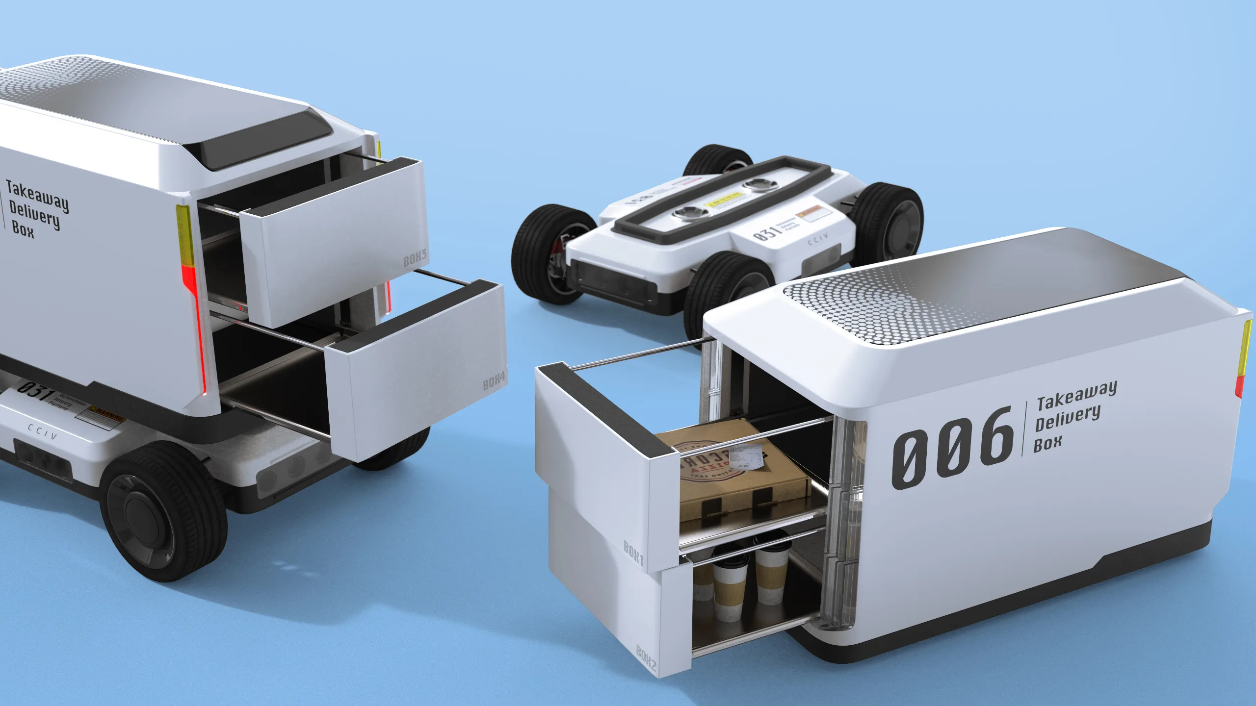The cargo body lifts cleanly off the chassis — service one, refit the other, dispatch both.