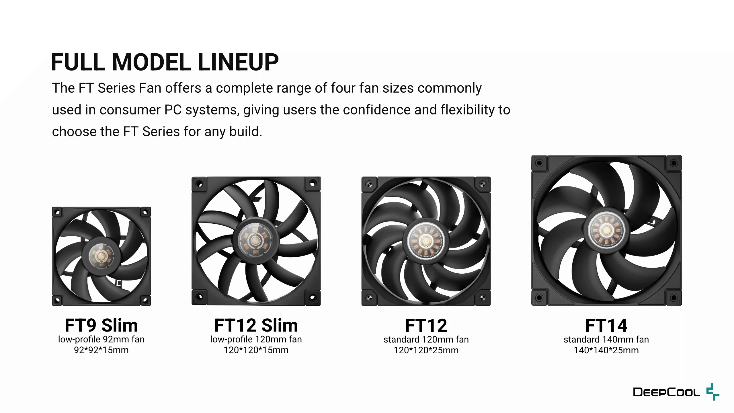 The full FT family — FT9 Slim, FT12 Slim, FT12, FT14